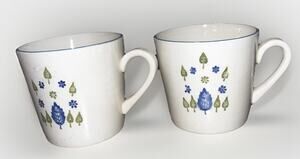 Vintage Marcrest China Swiss Alpine Mugs Cups Coffee Tea Mid century Set Of 2